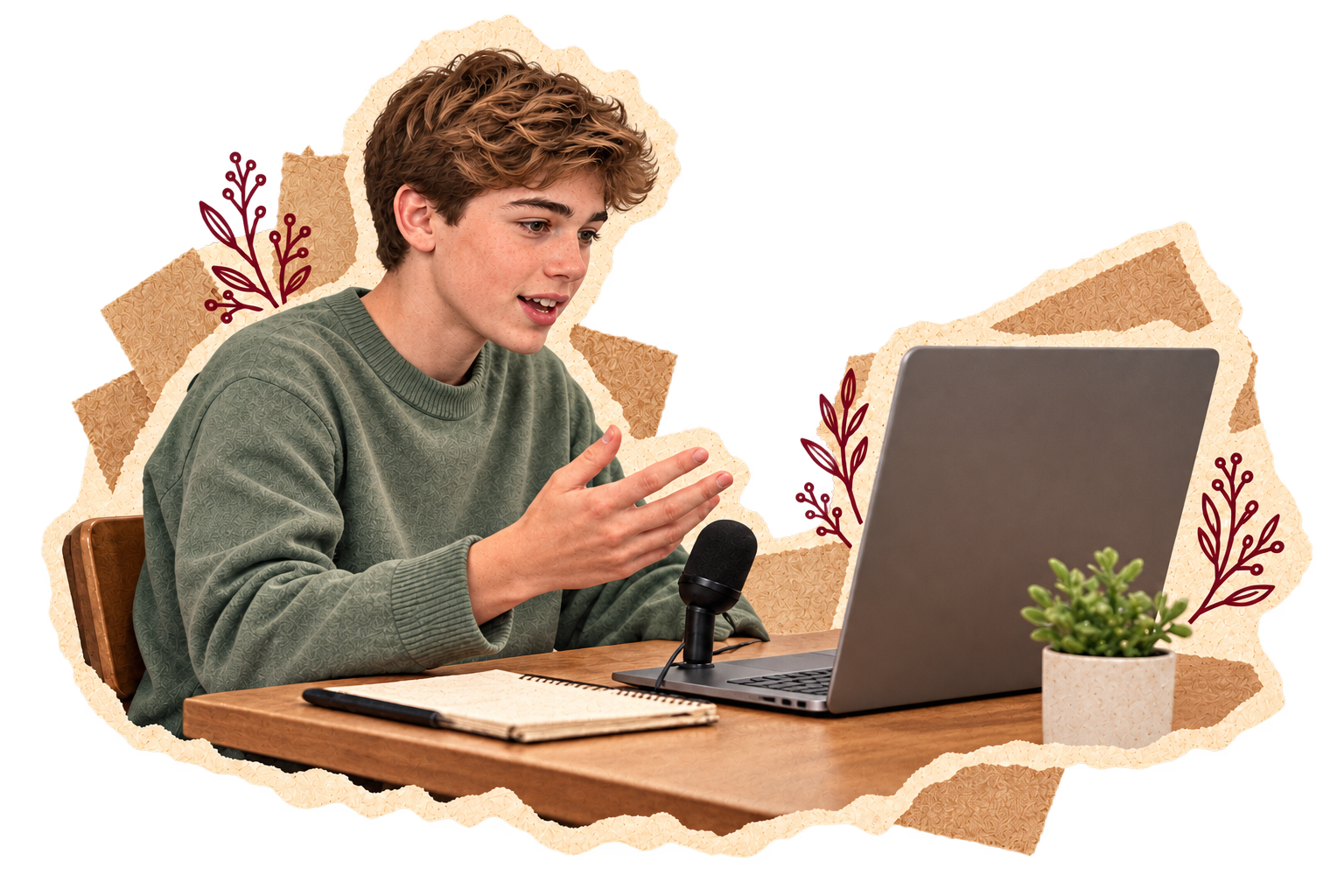 Student presenting live from home during a Mosaic Global Virtual session